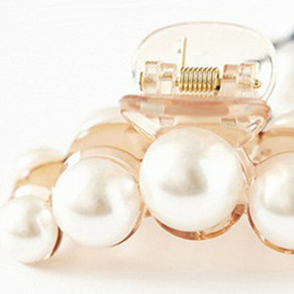 2x Women's Hair Claw Pearls Jaw Clips Wedding Acrylic Clamps for Lady Girls