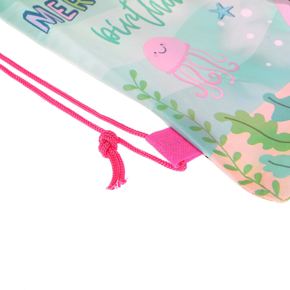 Mermaid Non-woven Bag Backpack Kids Travel School Decor Drawstring Gift BagsBDA