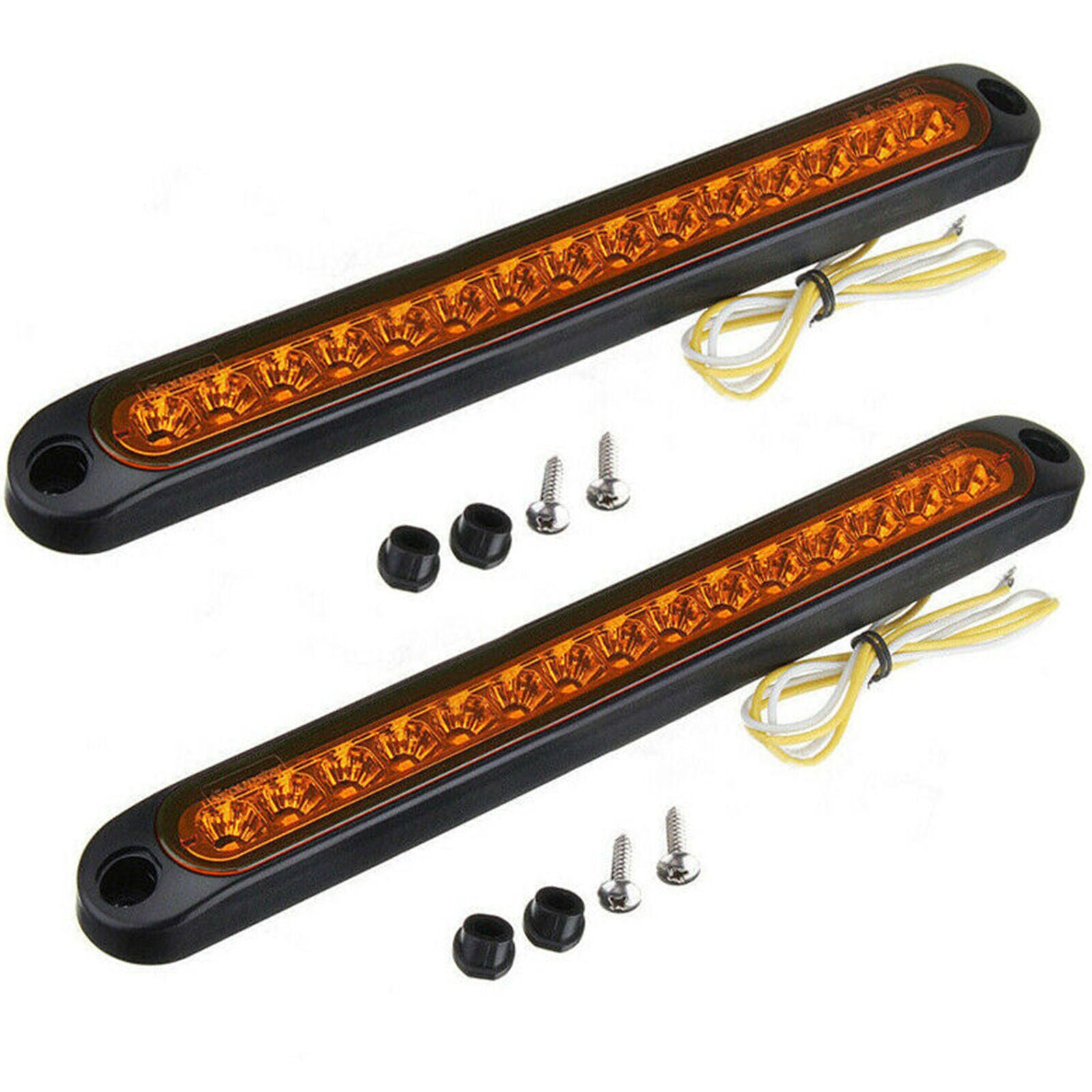 Car Truck 15LED Light Lamp DRL Bar Brake Rear Turn Signal Stop Tail Strip Amber