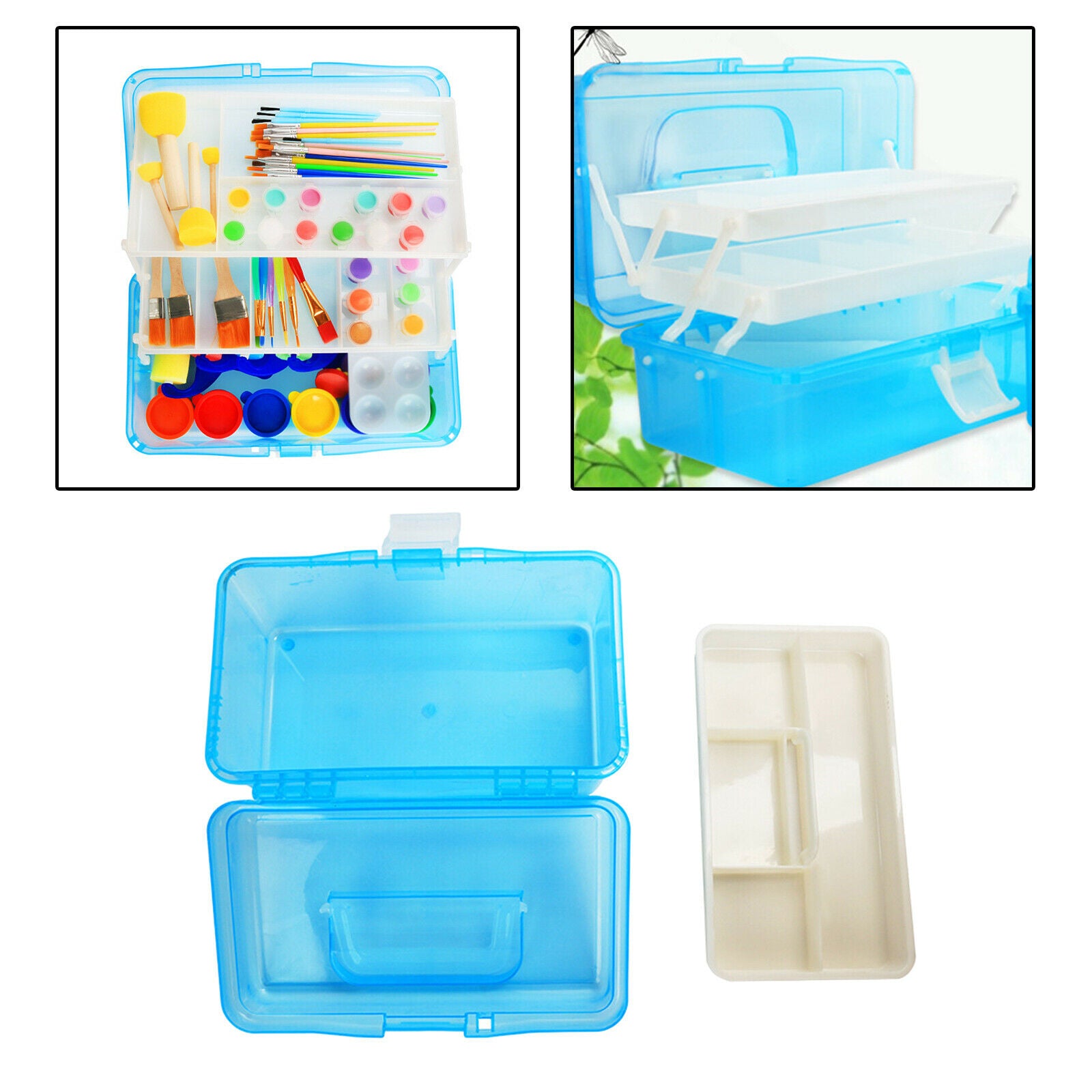 Three-Layer Plastic Storage Box Tool Box Organizer Handled for Art Craft