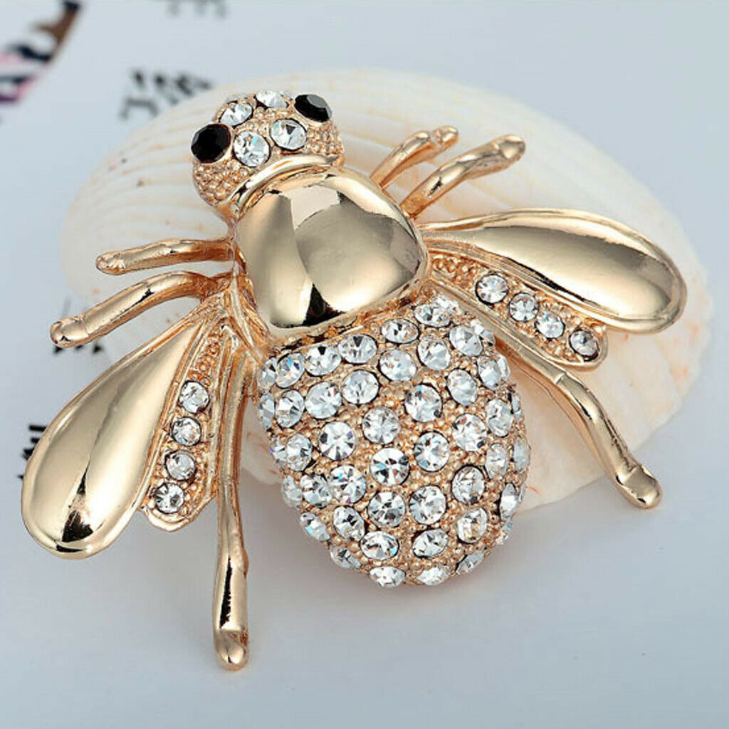 2 Pieces Lovely Cute Honey Bee Rhinestone Brooch Pin for Women Party Gifts