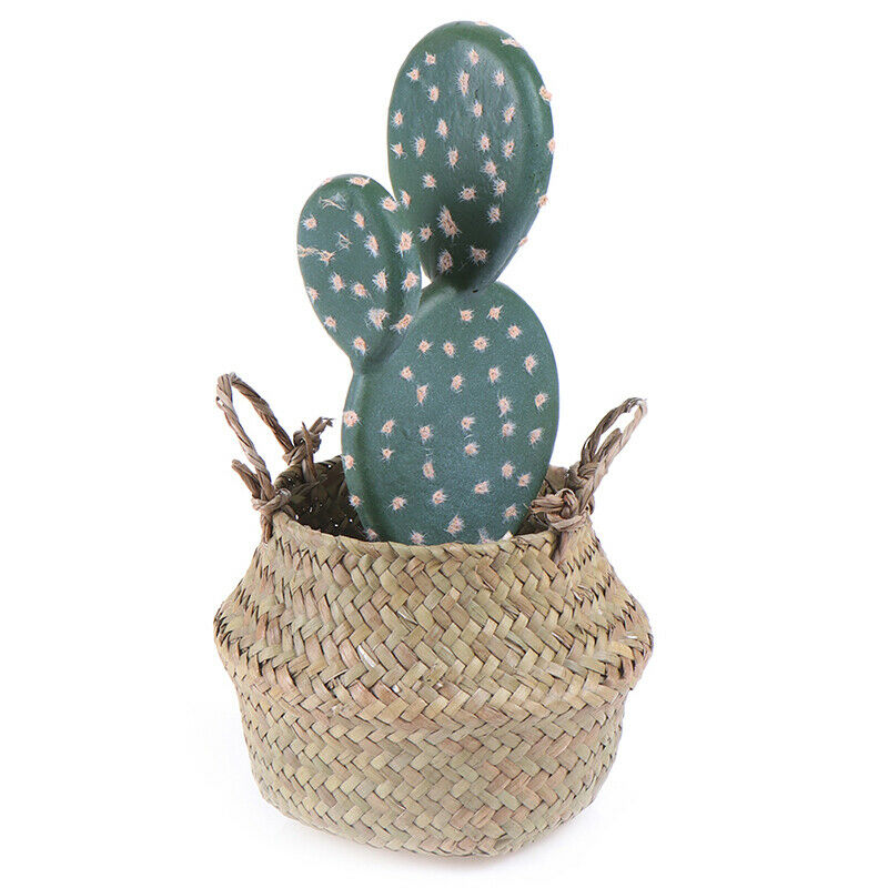 Storage Basket Rattan Straw Basket Wicker Folding Flower  Pot Flower Bask.l8