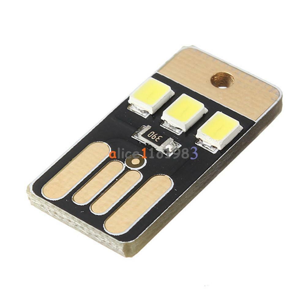 10PCS Card Lamp Bulb Led Keychain Mini LED Night Light Portable USB Power White