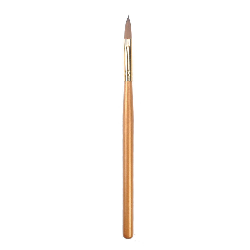 1X Professional Size 8 Acrylic Nail Sable Brush Pen Nail Art Builder Tips Golden