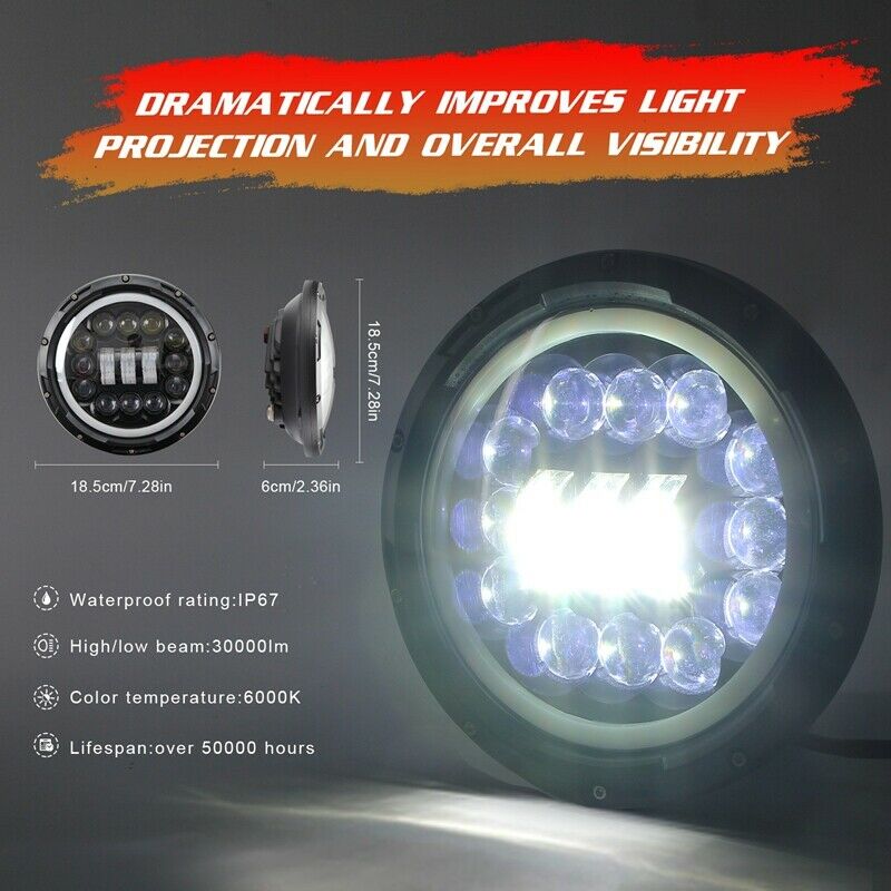 400W 40000LM 7Inch LED Headlight Hi/Lo Beam DRL for Jeep Wrangler JK TJ LJ 1Y3A9
