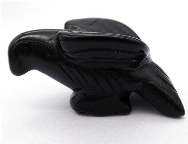 50x30x26mm Black Obsidian Carved Eagle Decoration Statue Stone Home Decor HH8077