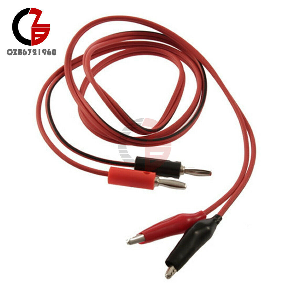 10Sets Alligator Test Lead Clip To Banana Plug Probe Cable (Red+Black) Length:1M