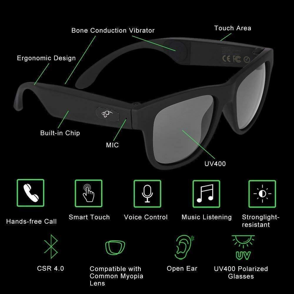 G1 Polarized Sunglasses Bluetooth Bone Conduction Headset SmartTouch Smart Glass
