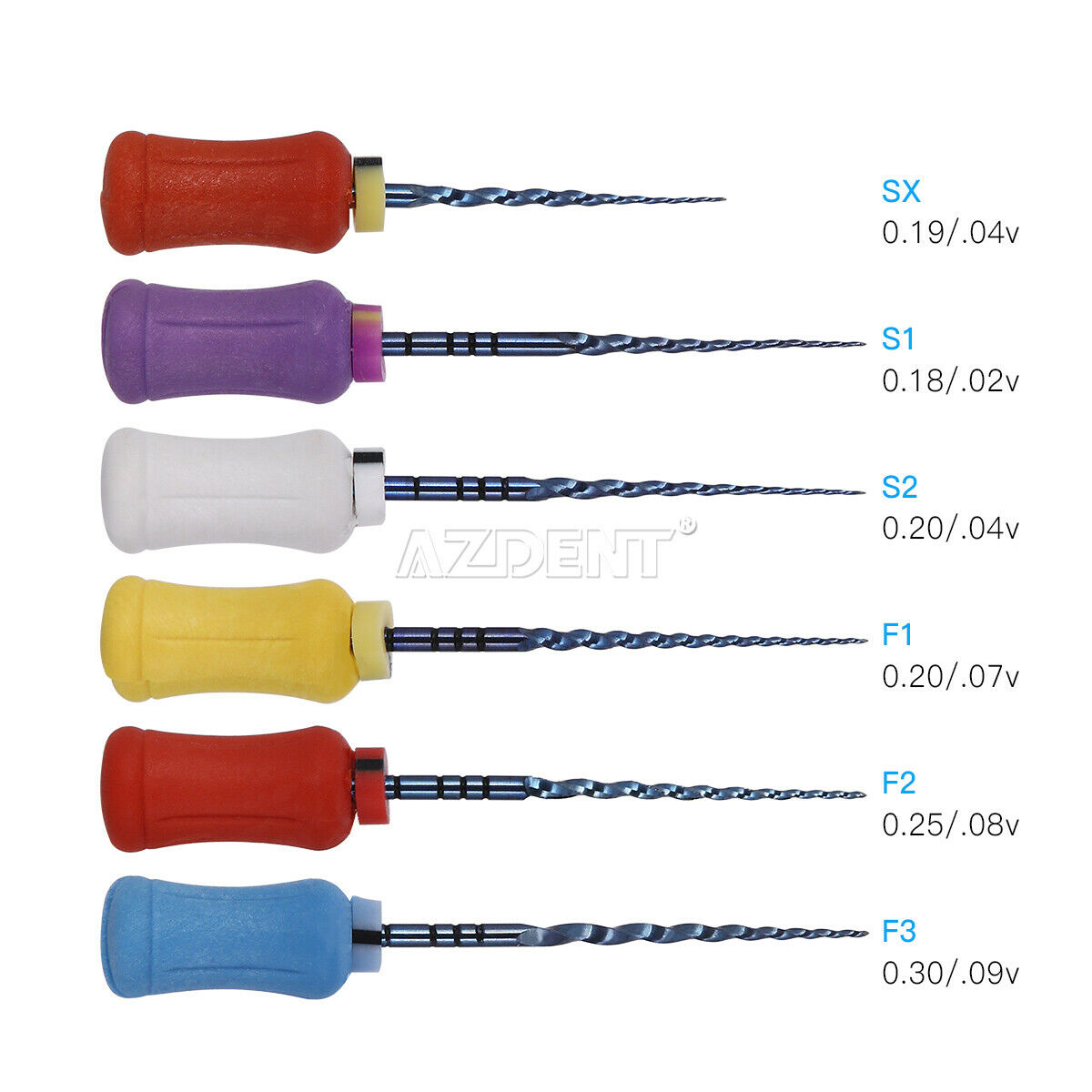 5 Kits AZDENT Dental SX-F3 Endodontic NiTi Hand Use Heat Activated Rotary File