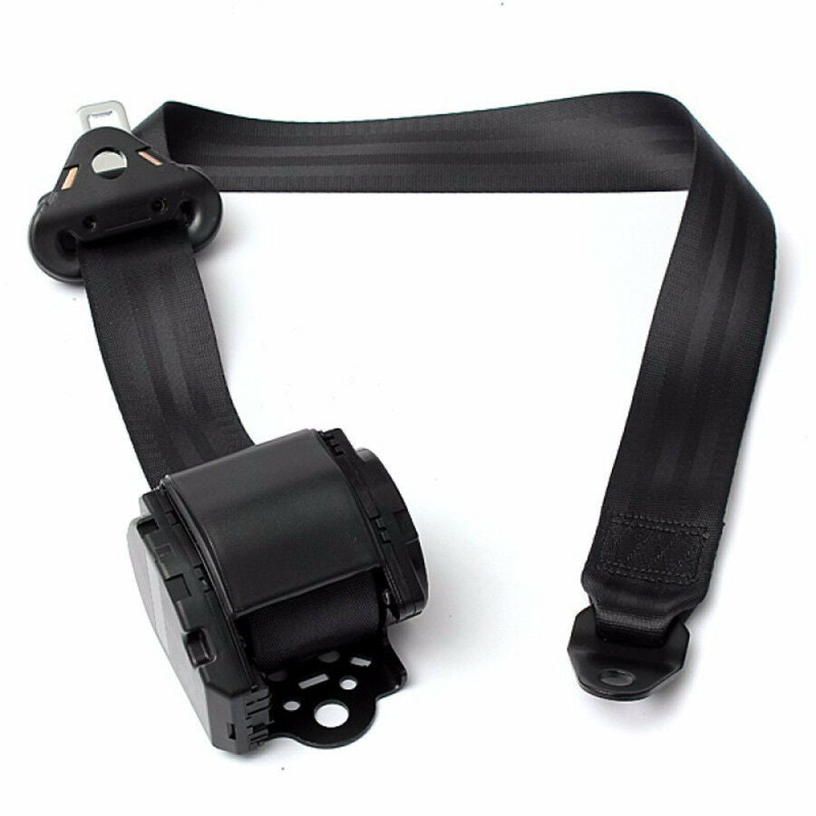 Black 3 Point Seat Belt Lap & Diagonal Belt Retractor&Lock Buckle &Anchor Ring