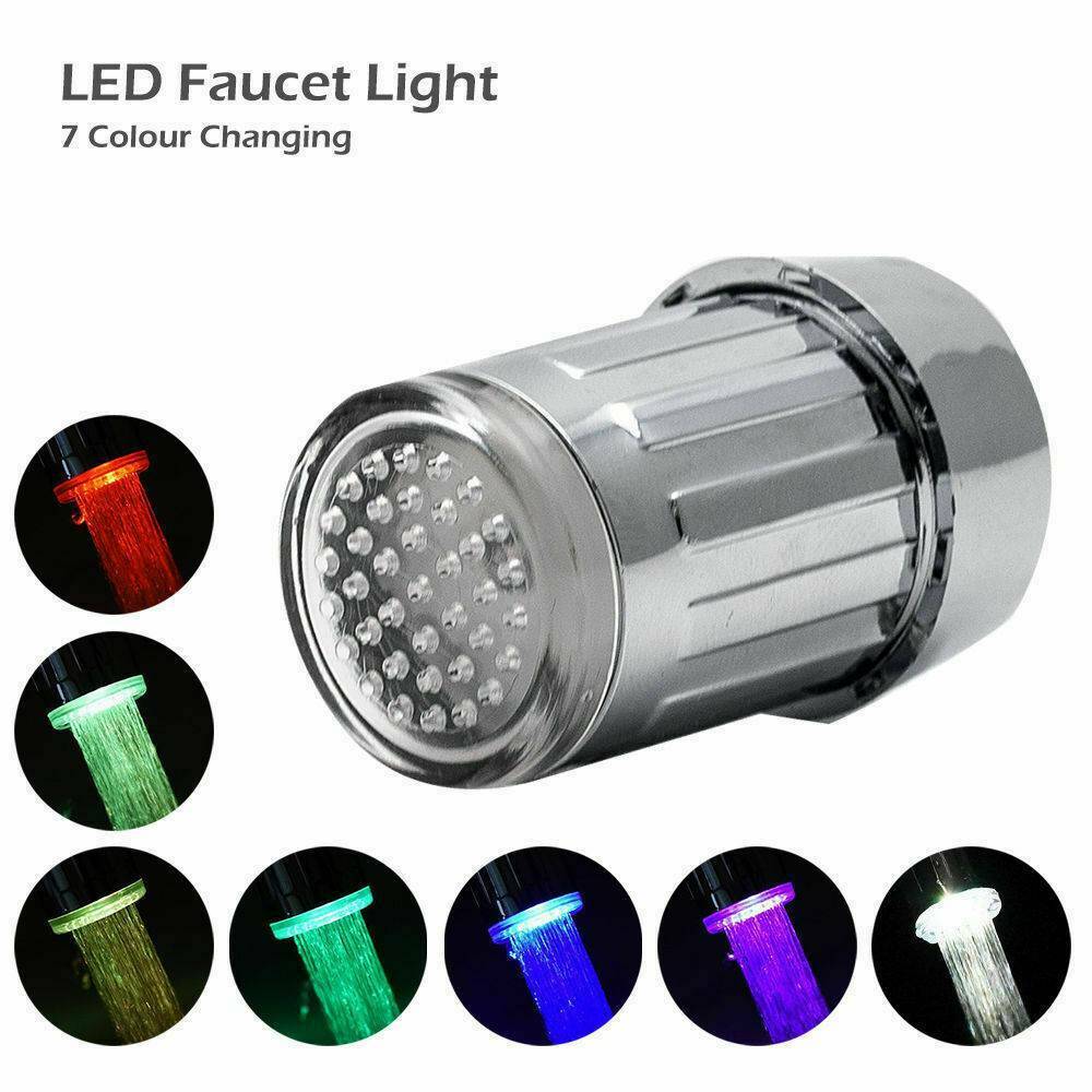 LED Water Stream Faucet Light 7 Colors Changing Shower Spout Sink Taps NEW