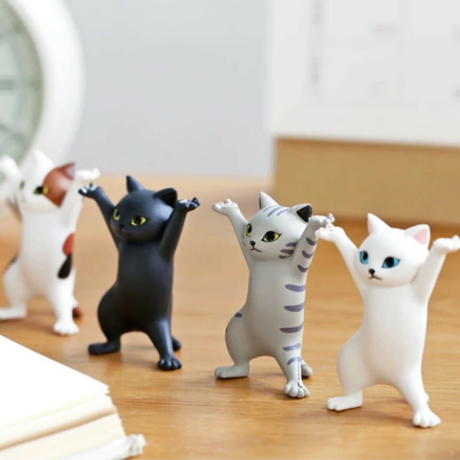 Set of 5 Cat Pen Ornament Kitty Bracket Funny Gift Office Desktop Decoration