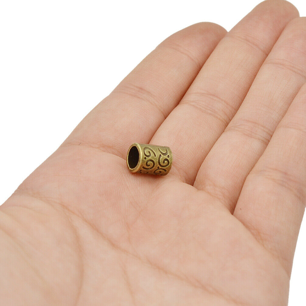 10 Pcs Bronze Hair Braid Rings Cylinder Dreadlock Hair Beads Jewelry Accessories