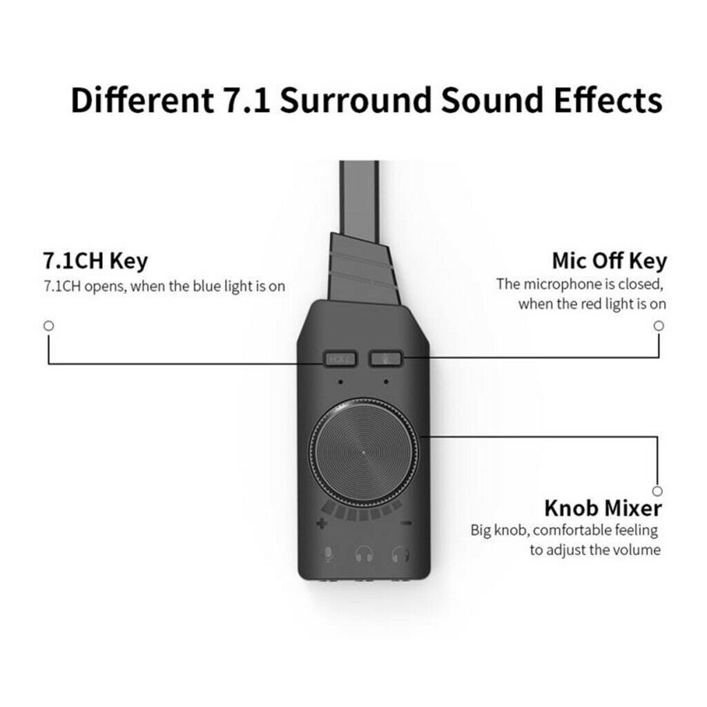 Virtual 7.1CH Channel USB 2.0 Audio Sound Card Adapter No External Power