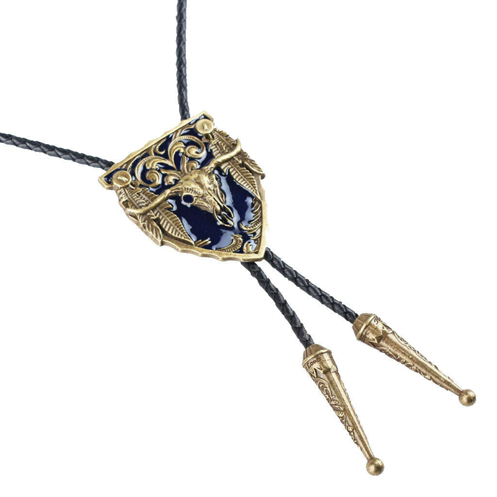 2 Pcs Male Bolo Tie Retro Style Bull Head Pendant Bolo Tie Jewelry Gift