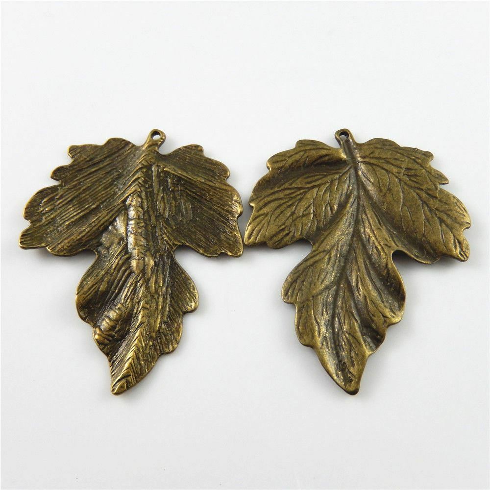 6pcs/lot Antiqued Bronze Leaves Shape Zinc Alloy Crafts Pendant Charms 63*50*3mm