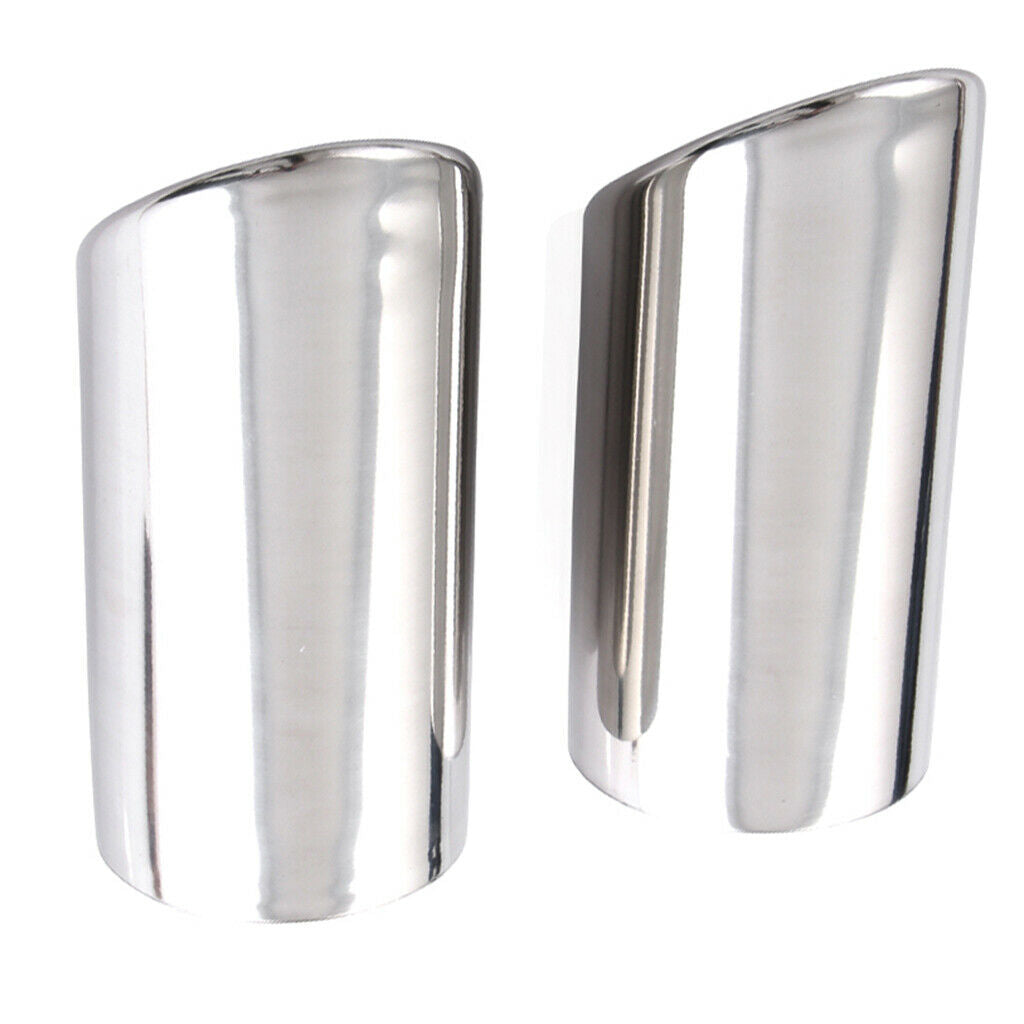 2 PCS Car Round Grey Stainless Steel Chrome Exhaust Tail Muffler Tip Pipe