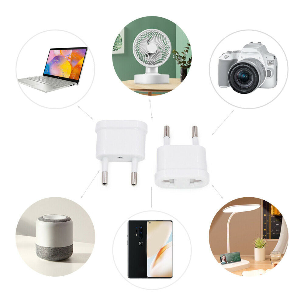 1Pcs US To EU Plug Converter 2 Round Plug AC Converter Adapter Electrical Socket