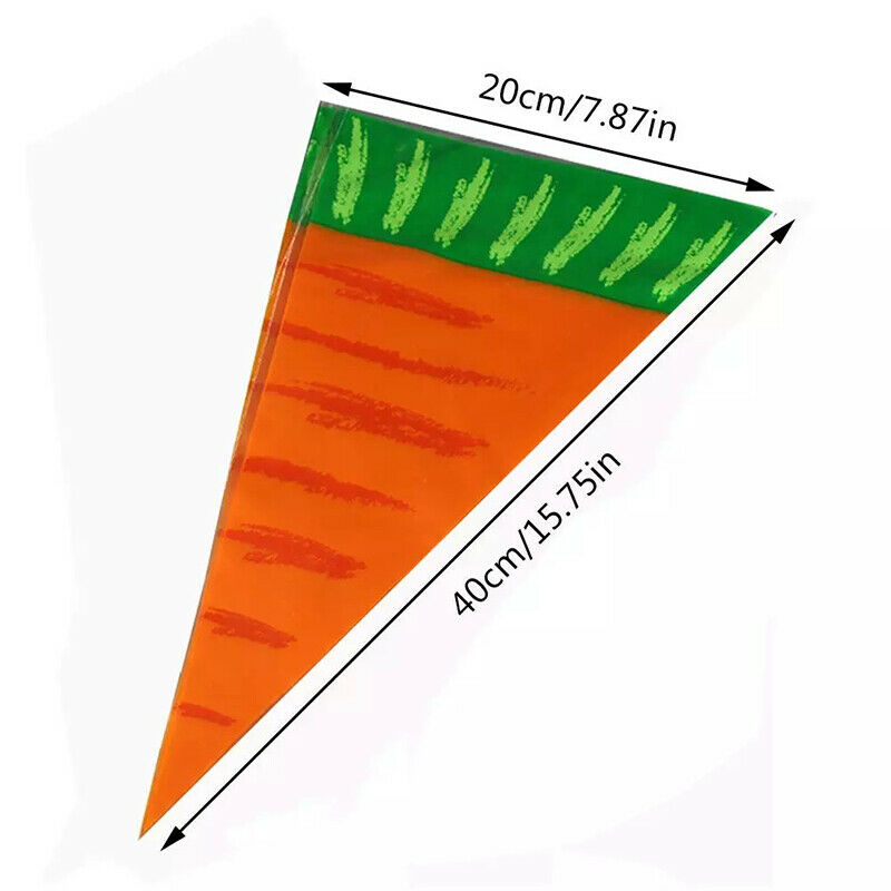 50pcs Easter Decoration Carrot Cone Bags Cellophane Treat Bags for Candies C XC