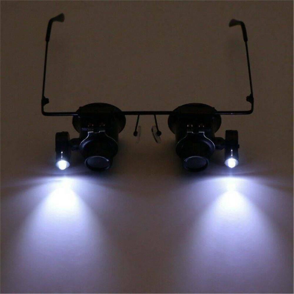 20X Glasses Type Magnifier Watch Repair Tool with Two LED Lights US New