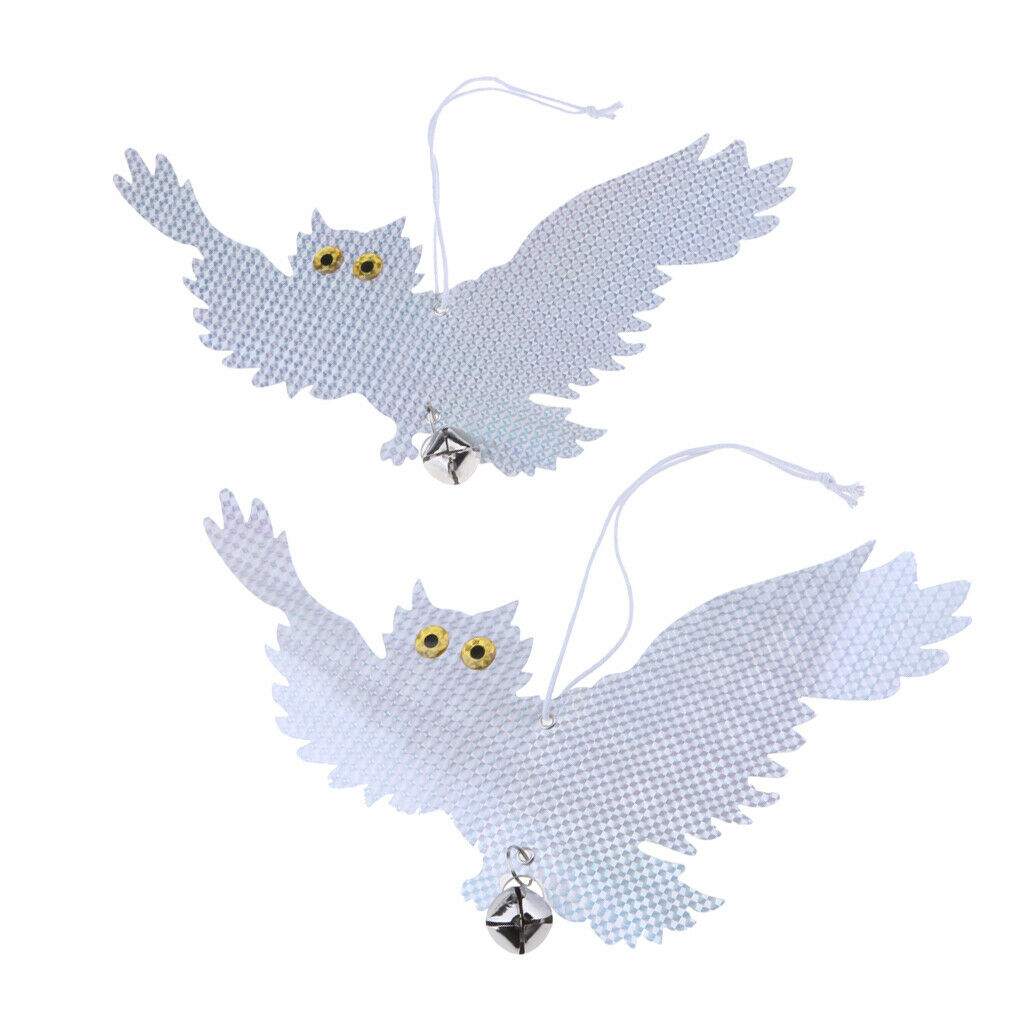 2Pcs Reflective Flying Realistic Owl Decoy Garden Protection Bird Scarer Natural