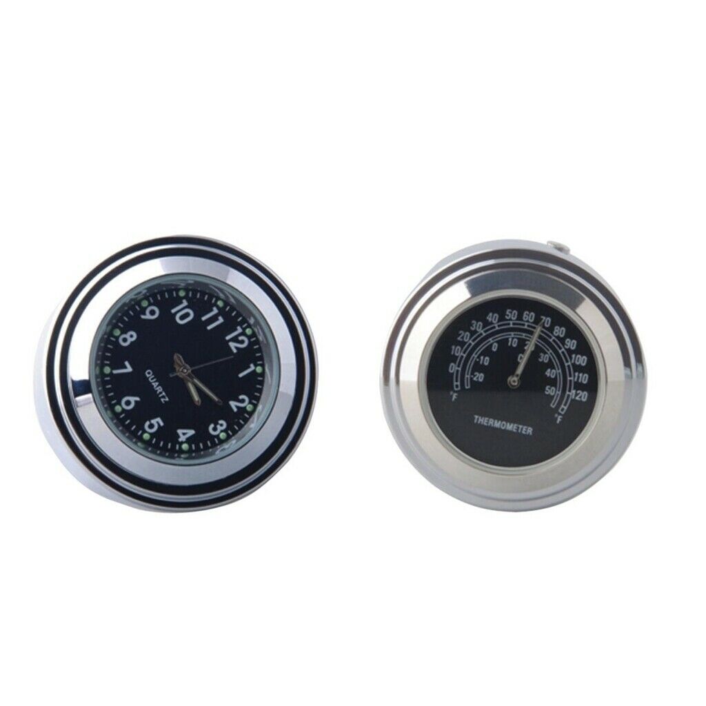 1Pcs 7/8" Waterproof Motorcycle Bike Handlebar Quartz Thermometer+Clock