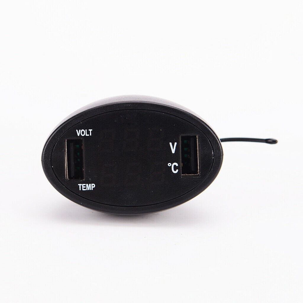 3 in 1 Car Digital LED Voltmeter Gauge +Thermometer + Dual USB Power Charger