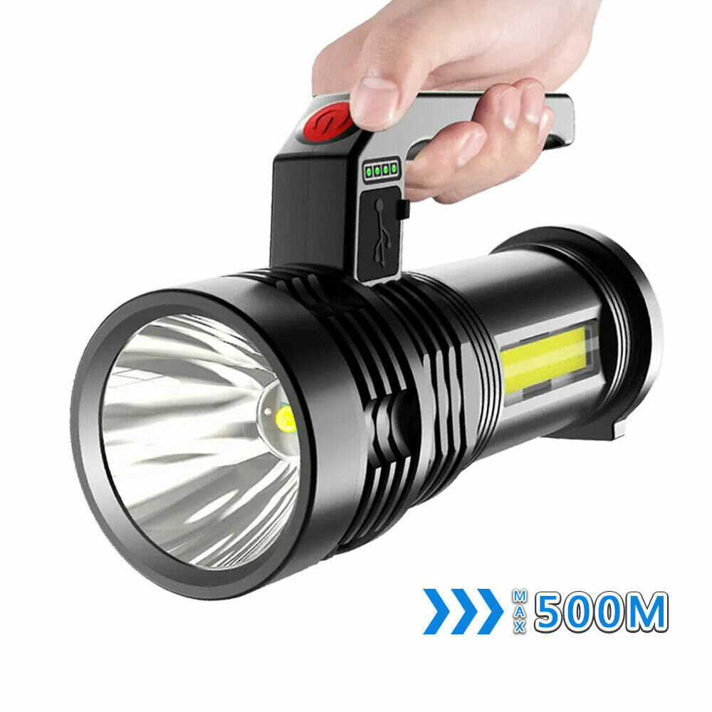 200000 LM LED Searchlight Spotlight USB Rechargeable Hand Torch Work Light Lamp