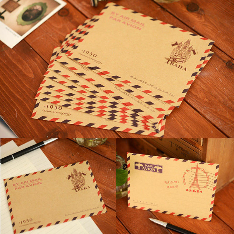 10pcs Mini Envelope Postcard Letter Stationary Storage Paper AirMail Vinta.l8