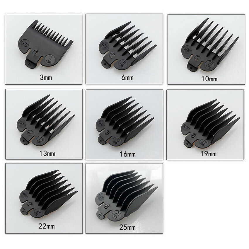 Universal 8 Pcs Hair Clipper Limit Combs Guide Attachment Size Replacement Black