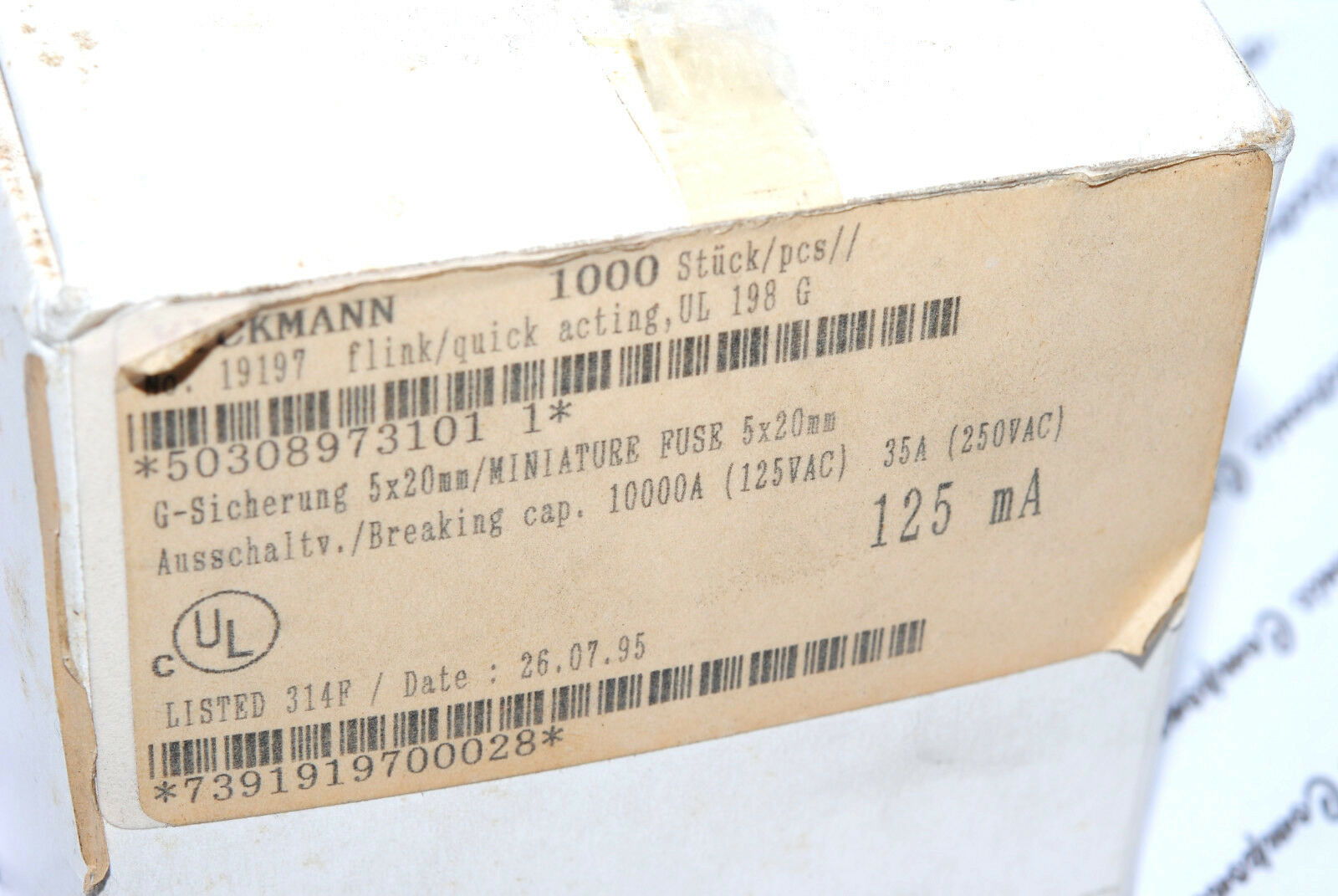 10pcs - WICKMANN 350mA (0.35A)  250V 5x20mm Quick acting Glass Fuse