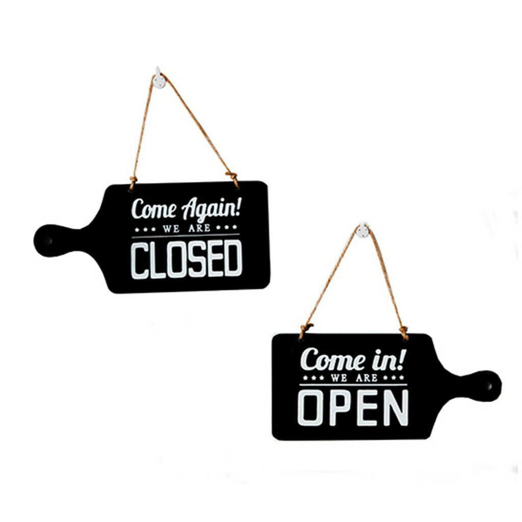 3Pcs OPEN CLOSED Double-Sided Wooden Plaque Sign Door Hanging Plaque - Red &