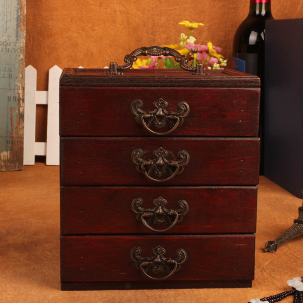 4-Layer Decorative Jewelry Storage Box Chest Treasure Organizer Container