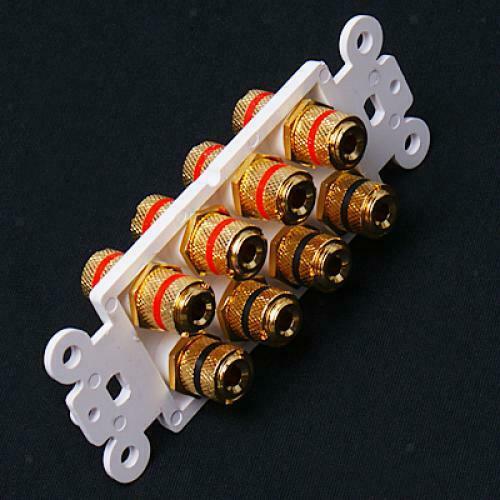 New Speaker Cable Wall Plate - 8 Banana Plug