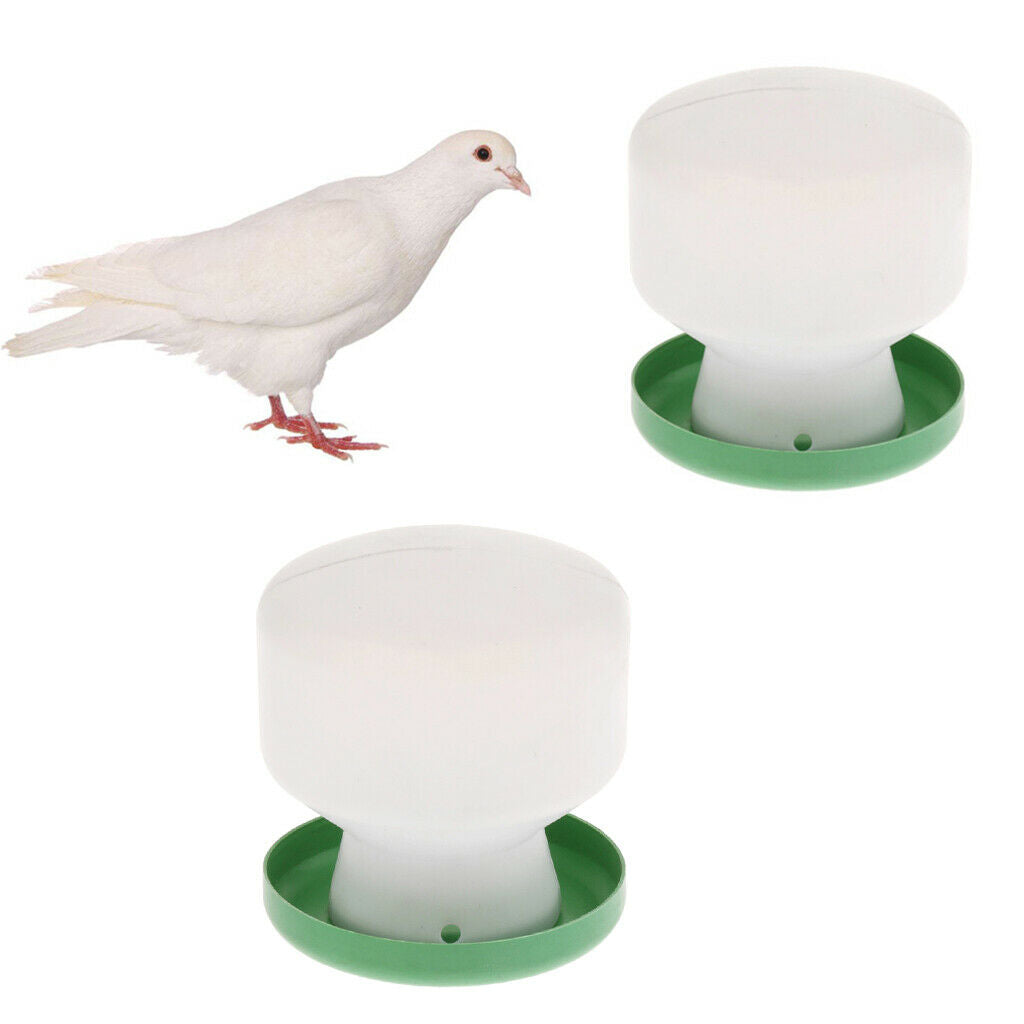 2Pcs Bird Canary Water Drinker Feeder Pigeon Plastic Pot Dispenser Container