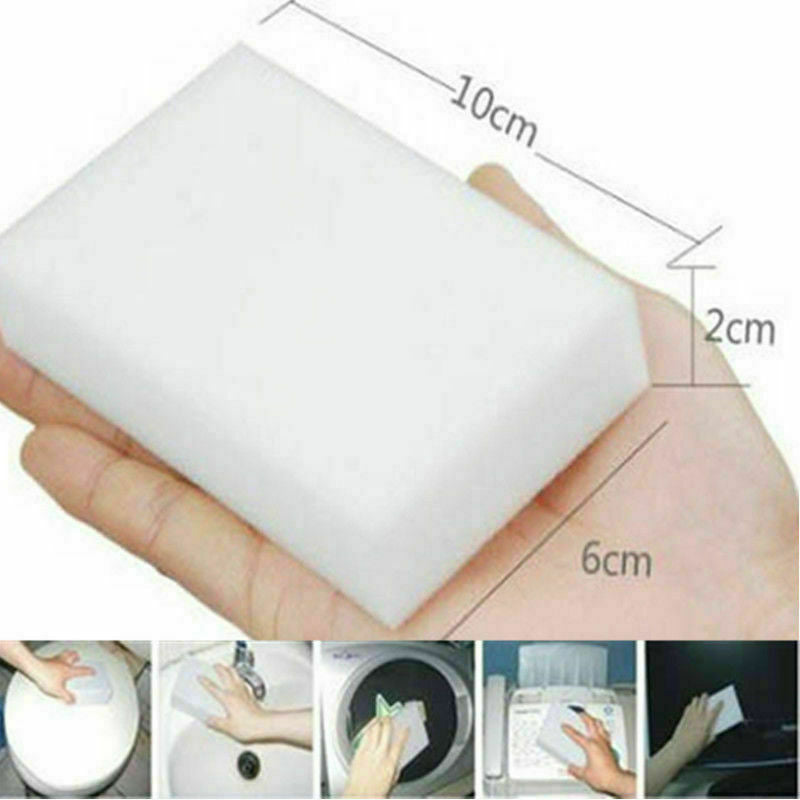 100PCS Large Magic Cleaning Eraser Sponge White Foam Bathroom Wall Cleaner Pads.