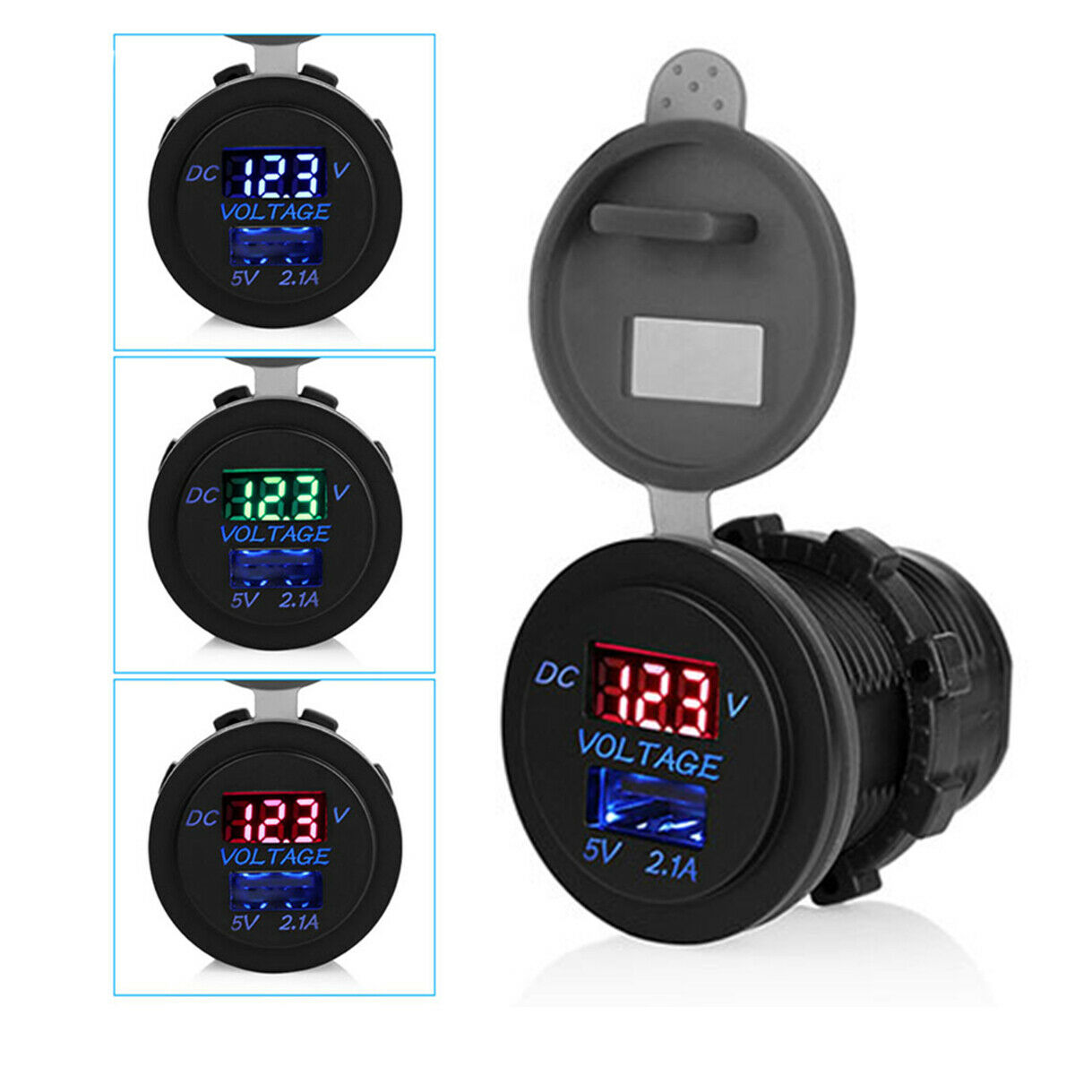 5V 2.1A USB Ports Car charger Voltage and current display Waterproof Charging