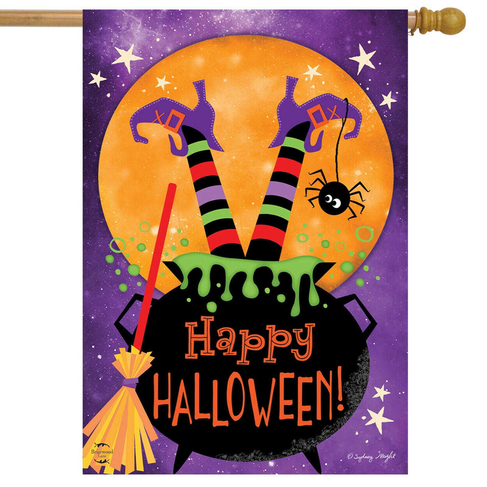 Witch Feet Halloween House Flag Cauldron Full Moon 28" x 40" Briarwood Lane