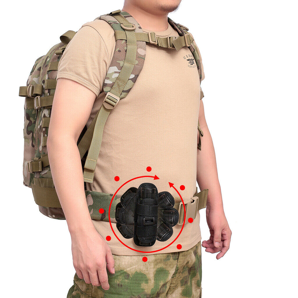 Flashlight Pouch Holster Belt Carry Case Holder w/360 Degrees Rotating Clip
