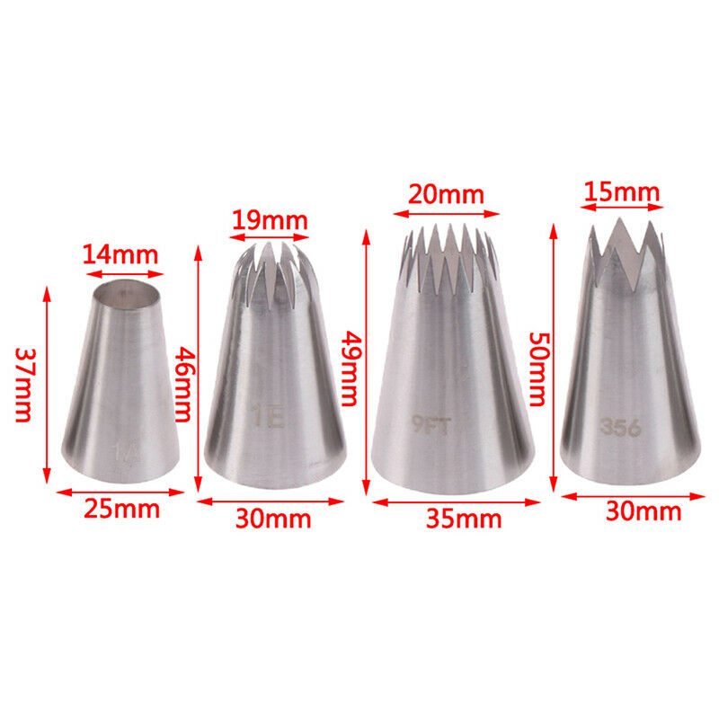 4Pcs Large Icing Piping Nozzles Russian Pastry Tips Baking Tool Cake Deco.l8