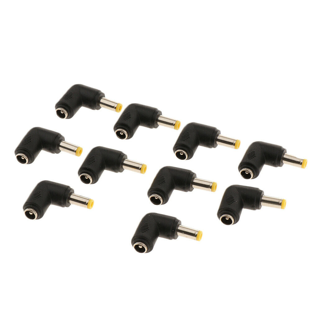10 Pieces 90 Degree 5.5x2.5mm Male To 5.5x2.1mm Female Power Supply Adapter