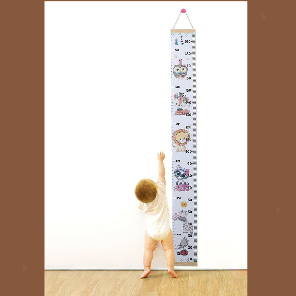 Wood Kids Baby Cartoon Height Ruler Growth Chart Wall Hanging Decoration C