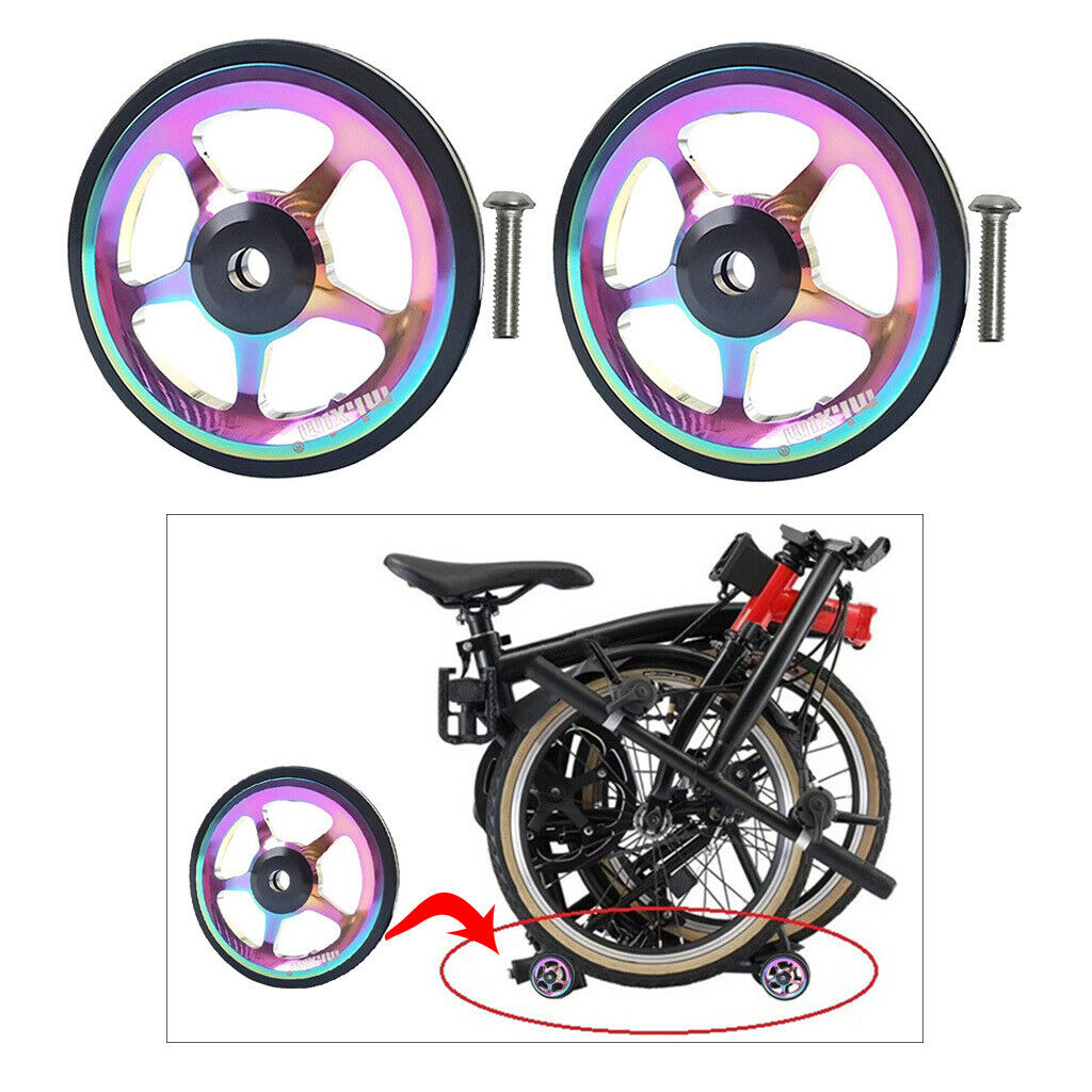 2x Deluxe Folding Bike Easy Wheel Bicycle Easy Wheel Repair For
