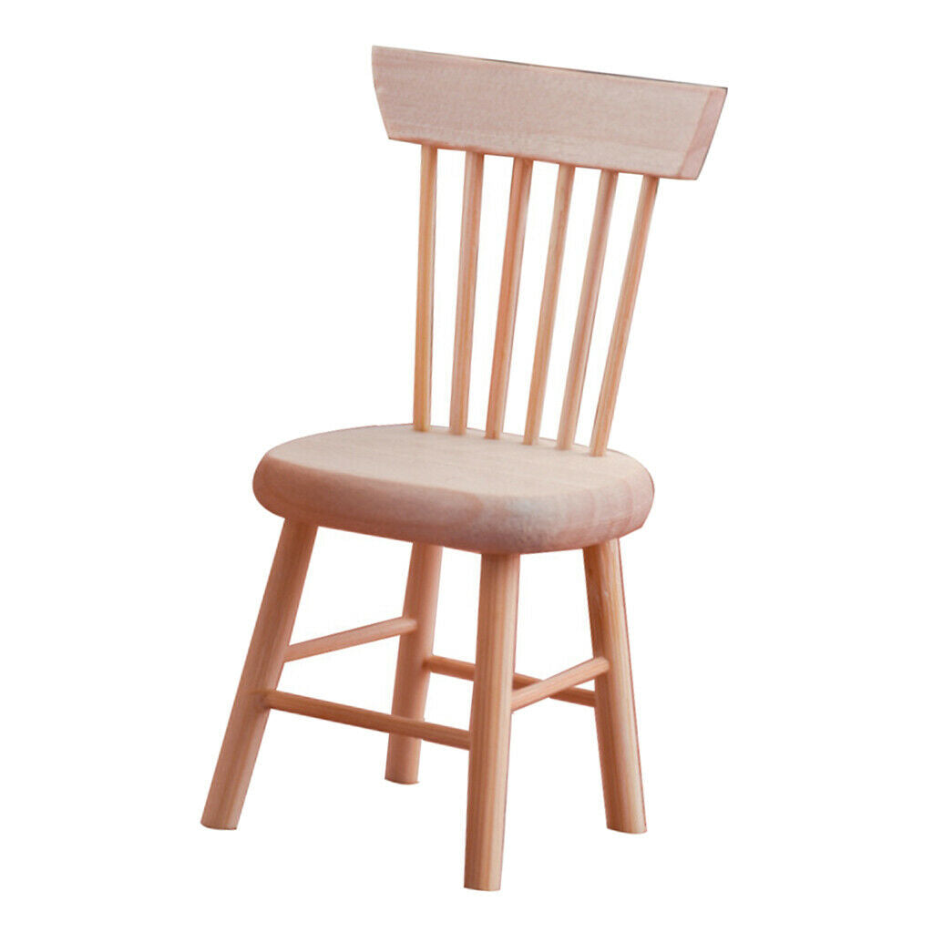 12th Miniatures Furniture Handmade Unpainted Chair Decoration Photo Props