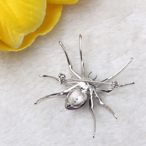 4 Pieces Dazzling Rhinestone Spider Clip Pin Brooch Purple Pin Jewelry