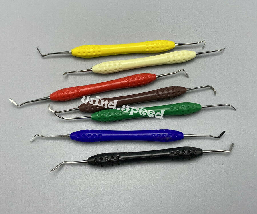 Dental Composite Filling Instruments Set of 7pcs Silicon Handle Double Ends Tool