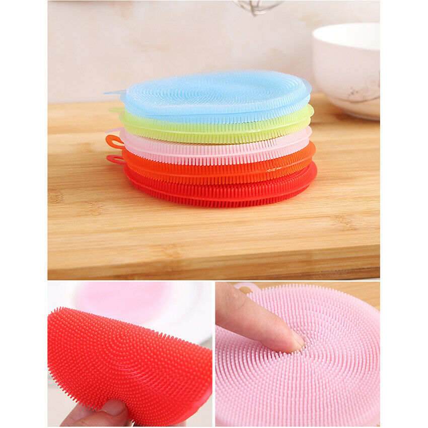 Silicone Antibacterial Washing Dish Brush Sponge Scrubber Pot Kitchen Cleaning