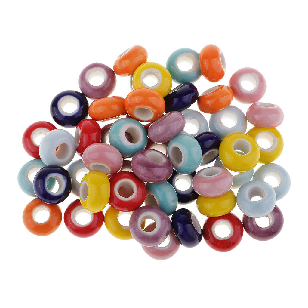 50pcs DIY European Ceramic Porcelain Charm Beads Fit Necklace Bracelet Chain