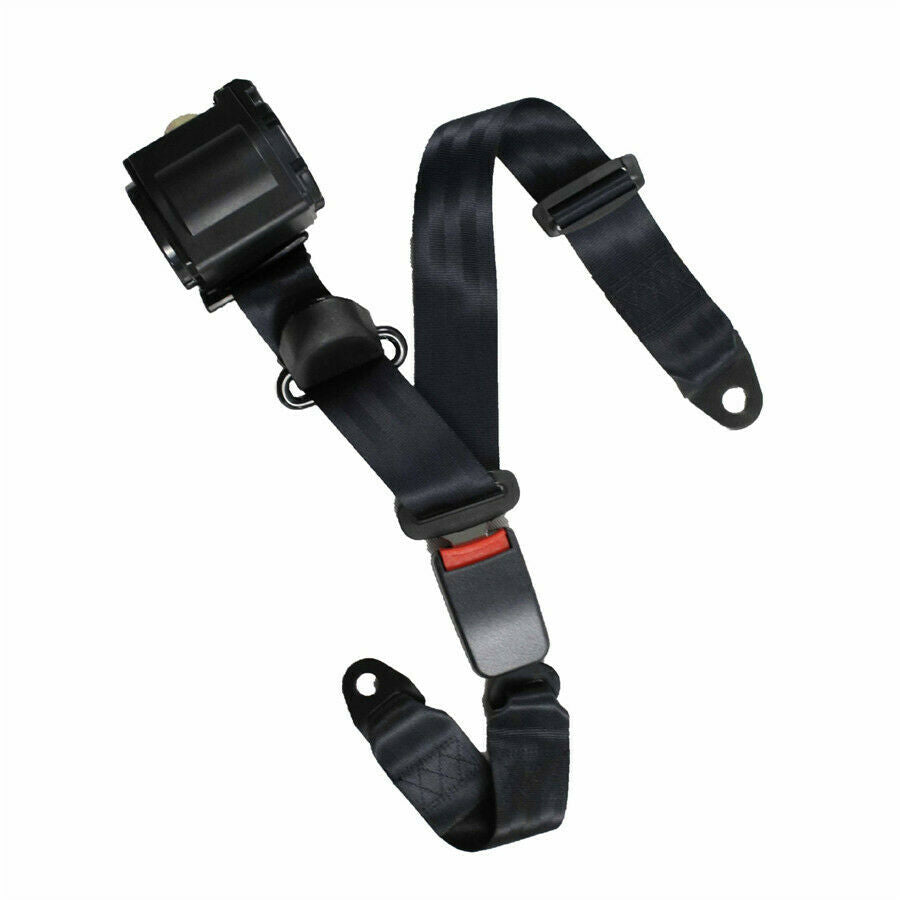 Car Seat Belt Black 3 Point Safety Travel Adjustable Retractable Auto Universal