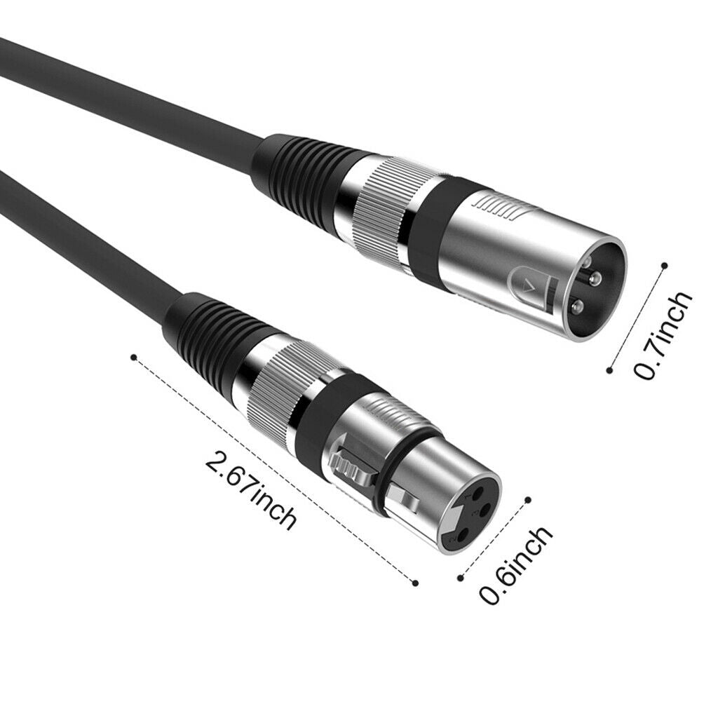 10 Pieces PVC Black XLR Male To XLR Female Microphone Cable 24AWG 2m/6.56ft.